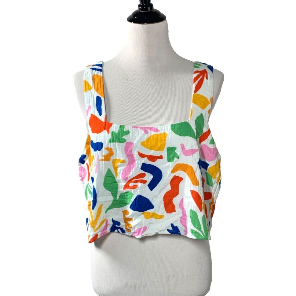 Show Me Your Mumu Tara Crop Top Women’s L Multicolor Boho Primary Paradise NWOT - Picture 2 of 9